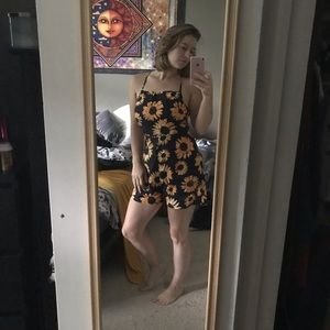 SHEIN sunflower patterned navy romper